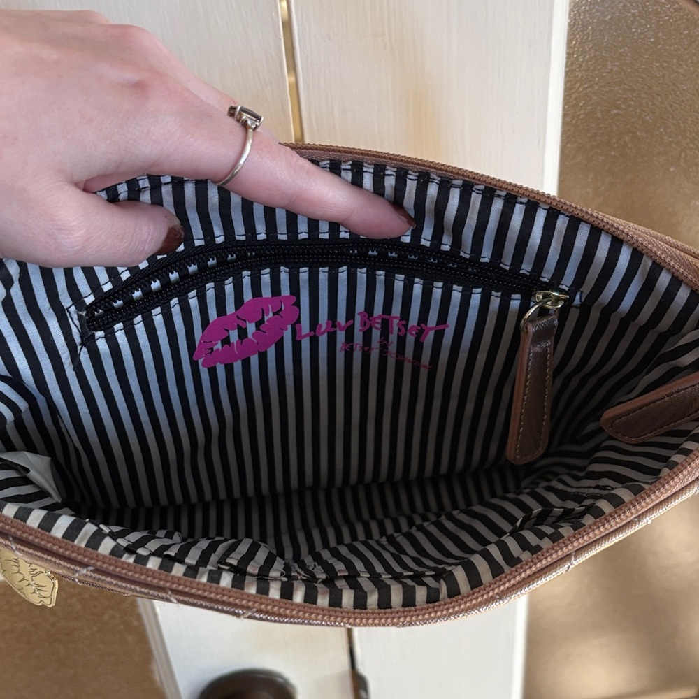 Luv Betsey by Betsey Johnson Rose Gold Quilted Heart Crossbody Bag - Picture 7 of 10